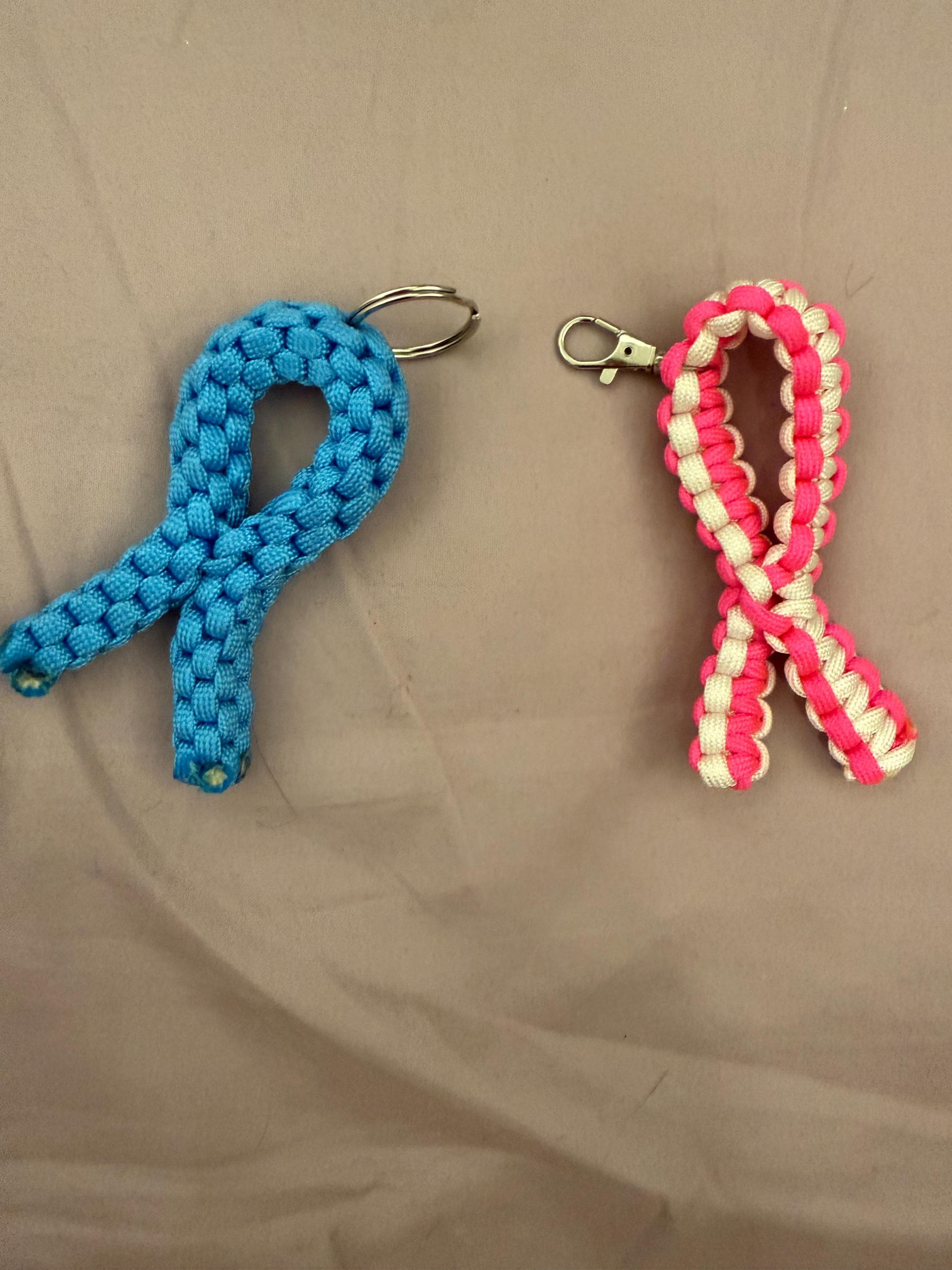 Handmade Box Braid Paracord Awareness Ribbon Keychain – Custom Cause Colors